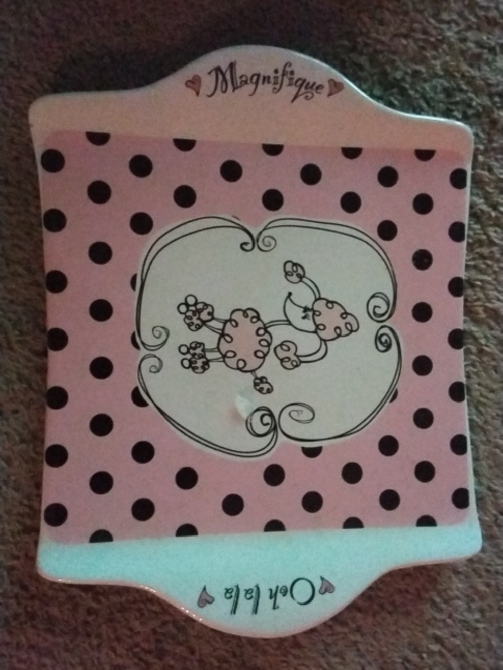 Ganz Magnifique Pink Polka Dot Decorative Tray - Picture 2 of 4